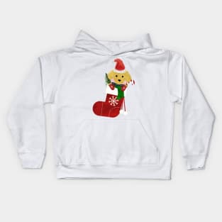 Cute Golden Retriever Puppy Christmas Stocking Kids Hoodie